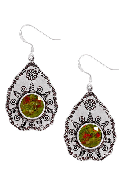 Unakite Vintage Drop Earrings - SF