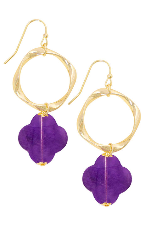 Amethyst & Freeform Hoop Drop Earrings - GF