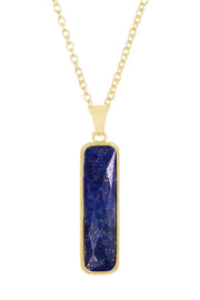 Lapis Rectangle Pendant Necklace - GF