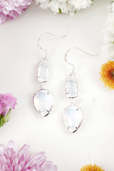 Moonstone Crystal Drop Earrings - SF