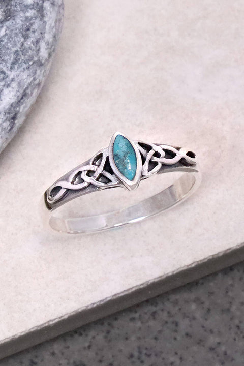 Turquoise & Sterling Silver Celtic Ring - SS