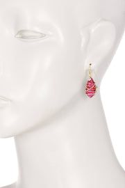 Raspberry Crystal Wire Wrapped Drop Earrings - GF