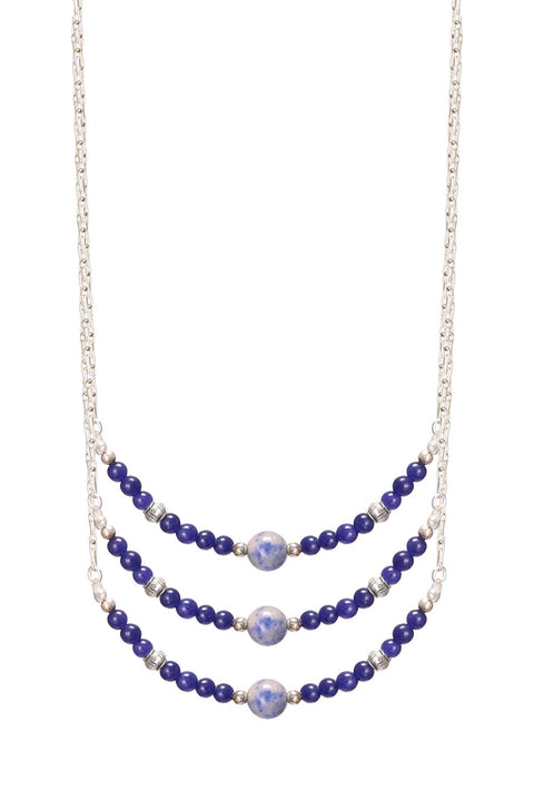 Lapis Triple Strand Beaded Necklace - SF