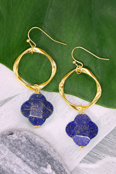 Lapis & Freeform Hoop Drop Earrings - GF