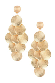 Sandblast Disc Chandelier Tiered Statement Earrings - GF