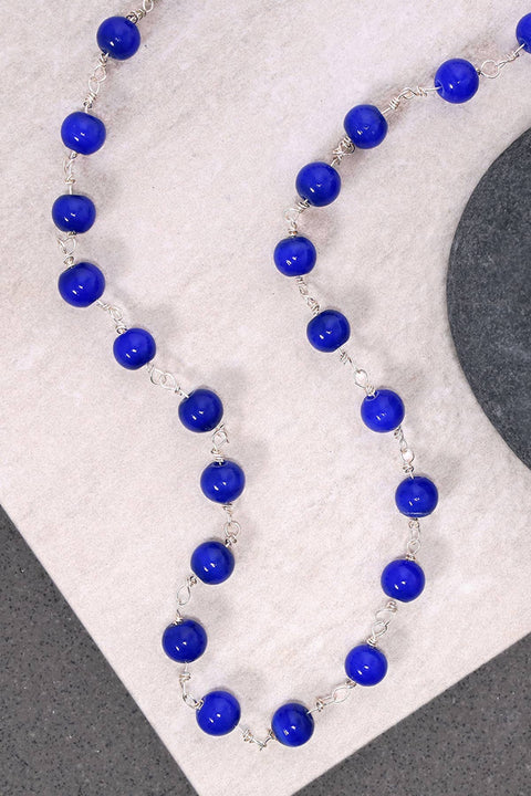 Blue Murano Glass Mala Beaded Necklace - SF