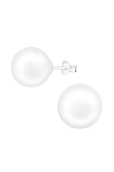 Glass Pearl 12mm Ear Studs - SS