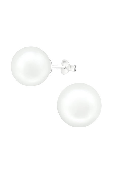 Glass Pearl 12mm Ear Studs - SS