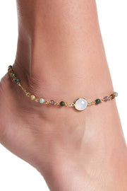 Moonstone Crystal & Jasper Anklet - GF