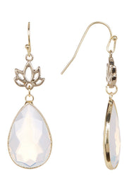 Lotus & Moonstone Crystal Drop Earrings - GF