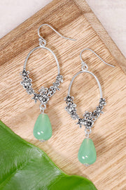 Green Aventurine & Blossoms Drop Earrings - SF