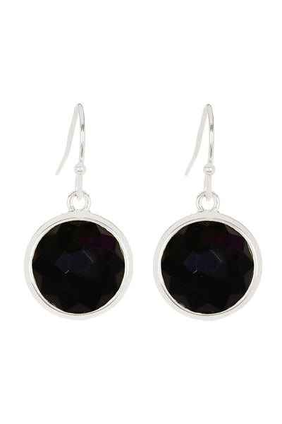 Black Onyx Round Earrings - SF