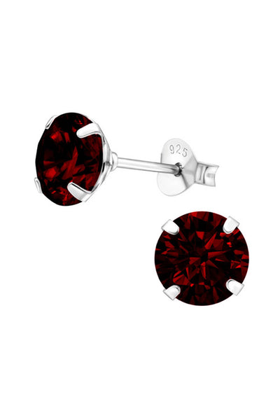 Sterling Silver Round 7mm Ear Studs With Cubic Zirconia - SS