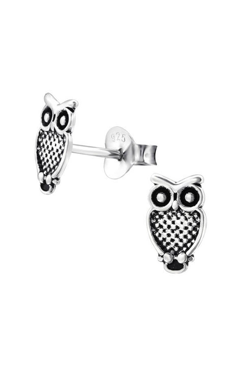 Sterling Silver Owl Ear Studs - SS