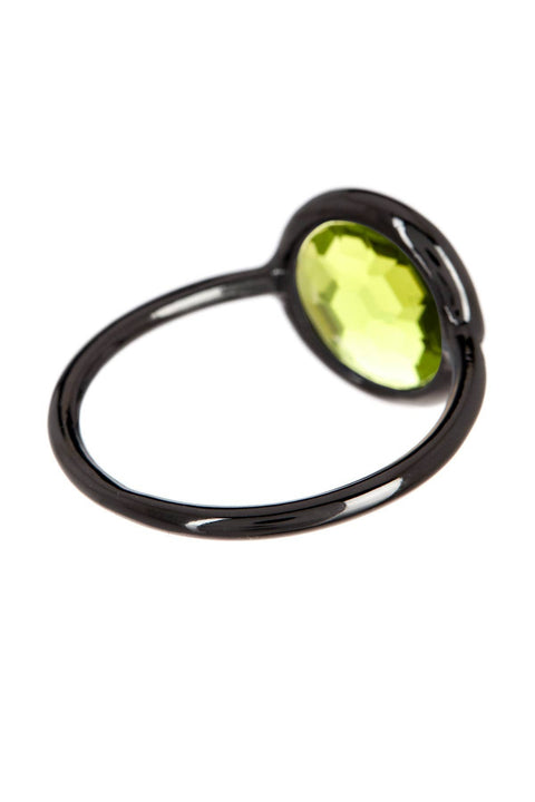 Peridot Crystal Ring In Gunmetal - SF