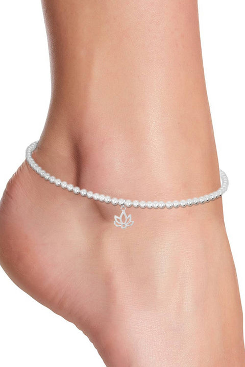 Lotus Charm Beaded Anklet - SF