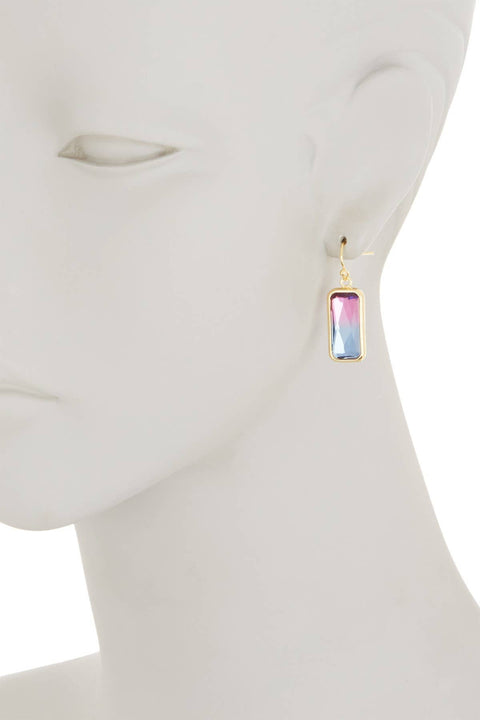 Dyed Quartz Rectangle Drop Earrings In Gold - GF