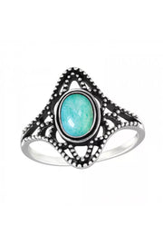 Sterling Silver & Amazonite Filigree Ring - SS