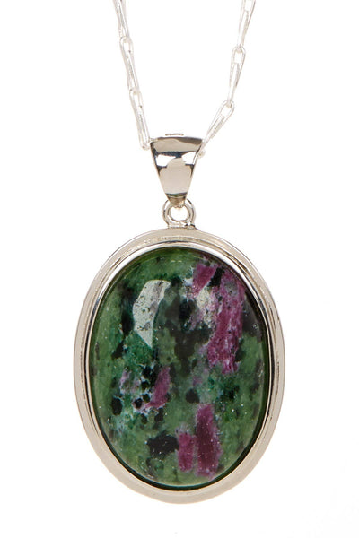 Ruby Zoisite Oval Pendant Necklace - SF