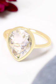 Crystal Quartz Teardrop Ring - GF