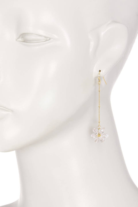 Clear Austrian Crystal Flower Bloom Dangle Earrings - GF