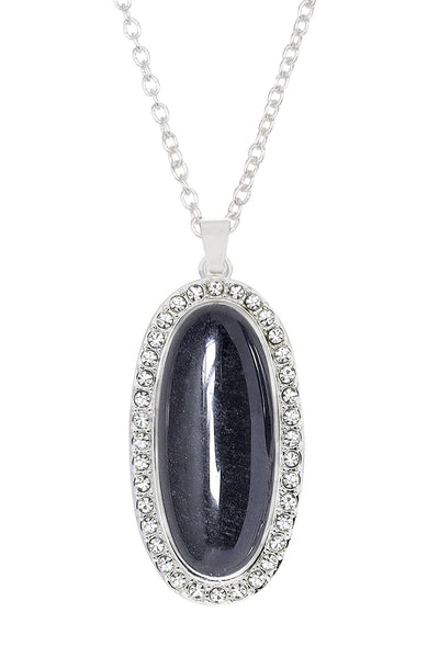 Hematite Halo Pendant Necklace - SF