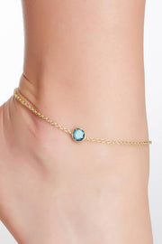 Sky Blue Crystal Briolette Anklet - GF