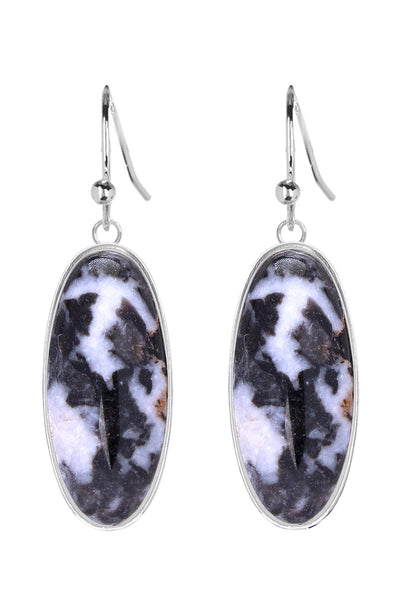 Zebra Jasper Oval Drop Earrings - SF