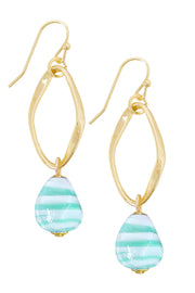 Green Murano Glass & Freeform Hoop Drop Earrings - GF