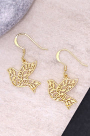 14k Gold Plated Dove Drop Earrings - GF