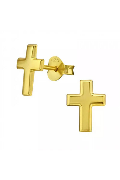 Sterling Silver Cross Ear Studs - VM