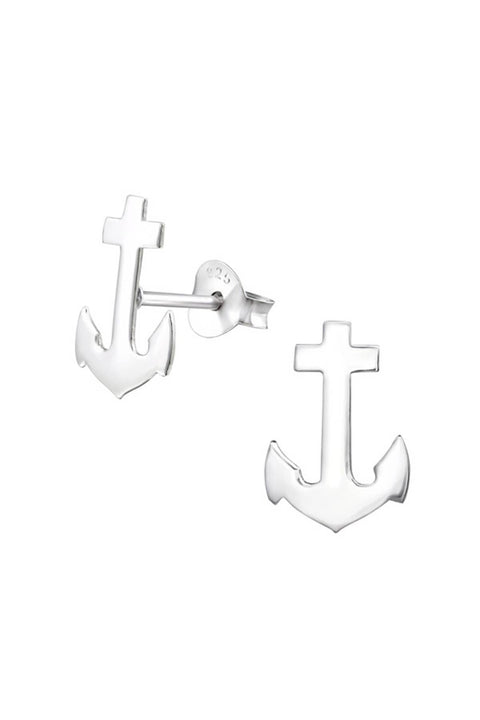 Sterling Silver Anchor Ear Studs - SS