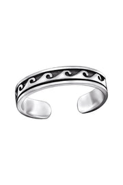 Sterling Silver Wave Adjustable Toe Ring - SS