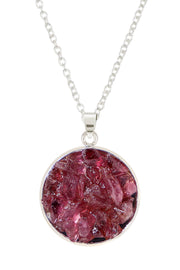 Garnet Round Shaped Pendant Necklace - SF