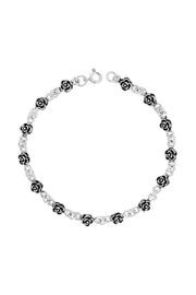 Rose Links Oxidized Charm Bracelet - SF