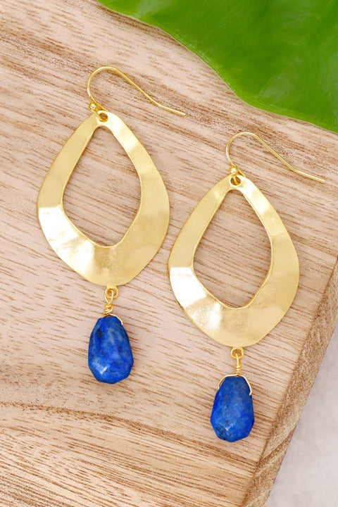 Lapis & Fan Drop Earrings - GF