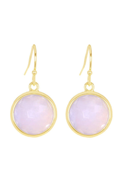 Blue Lace Agate Fancy Cut Round Earrings - GF