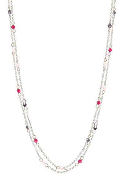 Pink Austrian Crystal Two Strand Necklace - SF