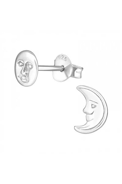 Sterling Silver Moon and Star Ear Studs - SS