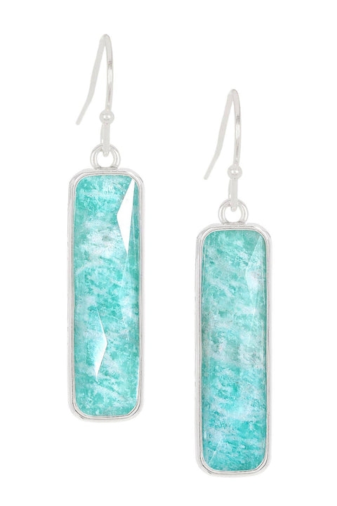 Amazonite Rectangle Drop Earrings - SF