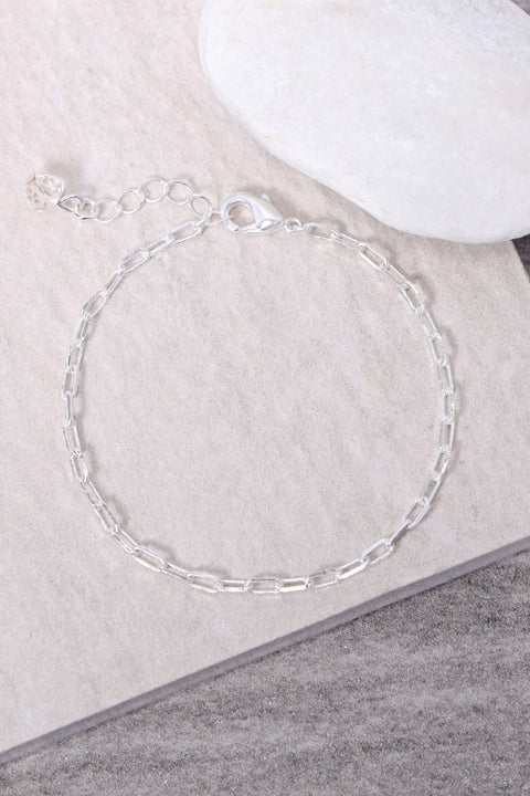 Silver Plated 2.5mm Open Cable Chain Bracelet - SP