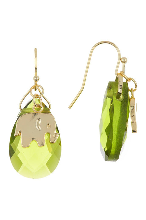 Peridot Crystal Elephant Earrings - GF