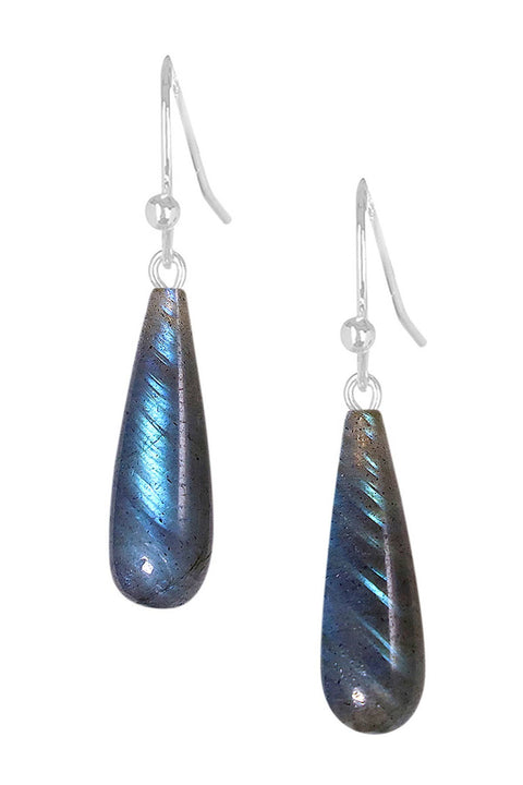 Sterling Silver & Labradorite Water Drop Earrings - SS