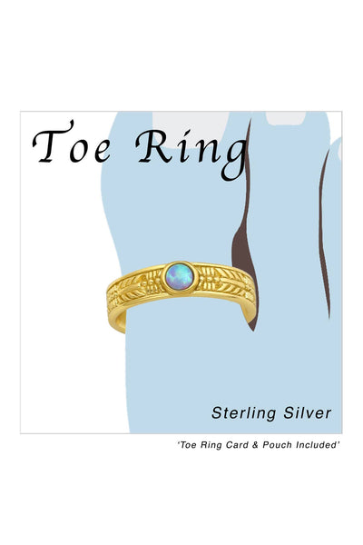 Sterling Silver Round Adjustable Toe Ring & Turquoise - SS