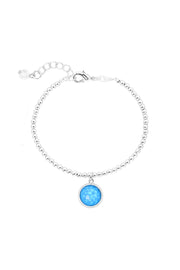 Turquoise Quartz Beaded Charm Bracelet - SF