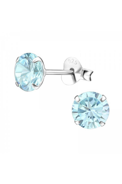 Sterling Silver Round 6mm Ear Studs With Cubic Zirconia - SS