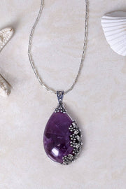 Amethyst Floral Pendant Necklace - SF