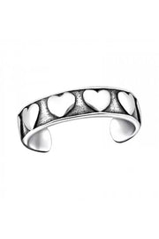 Sterling Silver Heart Adjustable Toe Ring - SS