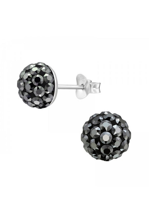 Sterling Silver Round Ear Studs & Swarovski_ Crystals - SS