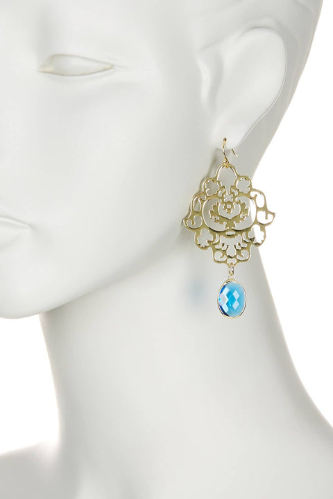 Blue Crystal Statement Earrings - GF